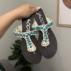 Colorful studded sandals